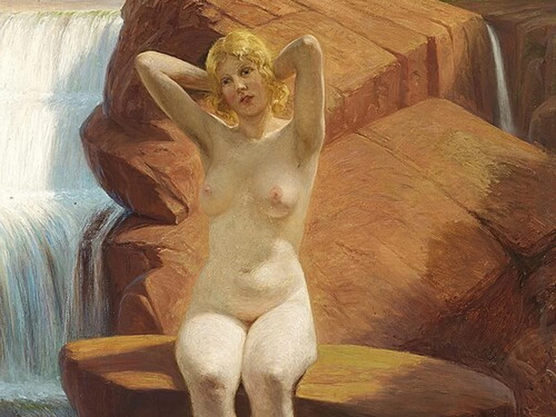 1843-Lauritz Vilhelm Pacht - Ritratto di un nudo vicino ad una riva